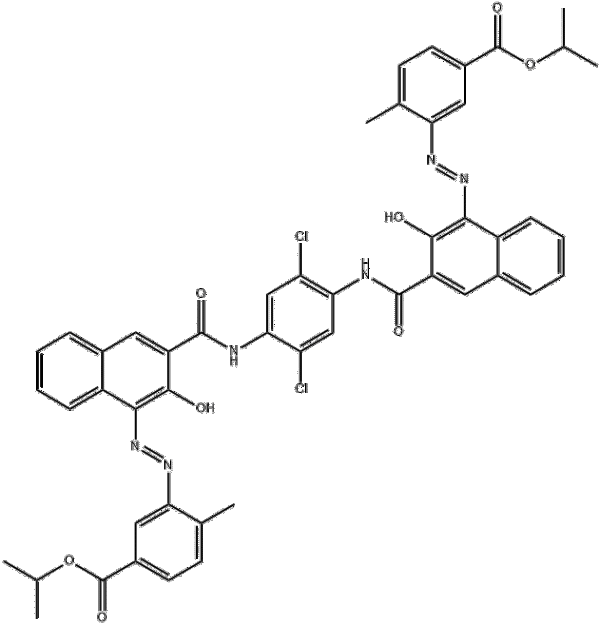 Diisopropyl 3,3'-[(2,5-dichloro-1,4-phenylene)bis[iminocarbonyl(2-hydroxy-3,1-naphthylene)azo]]bis[4-methylbenzoate] CAS#71566-54-6 - 图片 2